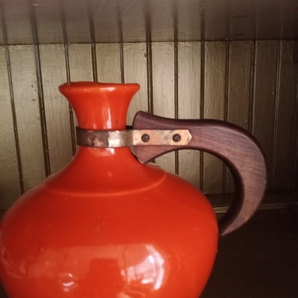 HTF Vintage 1930's Bauer Pottery Burnt Orange Pot Pitcher Mid… - Picture 5 of 10